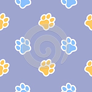 Dog and Cat paw seamless pattern vector doodle abstract animal footprint background for fabric, texture and wallpaper illustration
