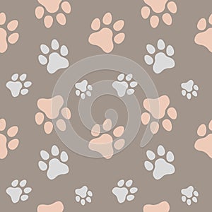 Dog and Cat paw seamless pattern vector doodle abstract animal footprint background for fabric, texture and wallpaper illustration