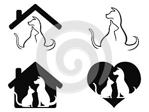 Dog and cat pet caring symbol photo