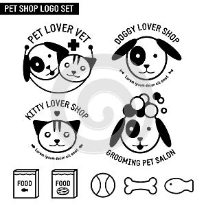 Dog Cat Pet Shop Logo Set