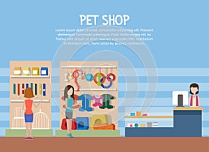 Dog and cat pet shop or store interior