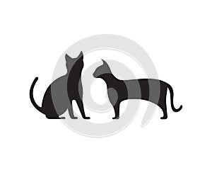 Dog and cat shiluette logo vector illustration