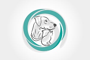 Dog and cat veterinary symbol icon identity logo vector
