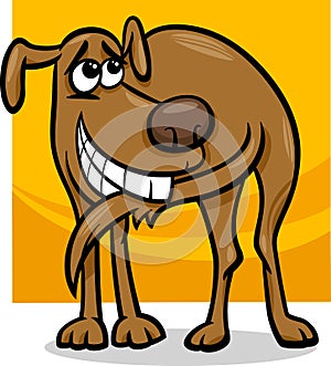 Dog chasing tail cartoon illustration