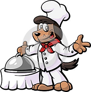 Dog Chef Presenting His Dish