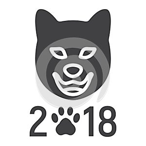 Dog, Chinese zodiac of 2018 year glyph icon