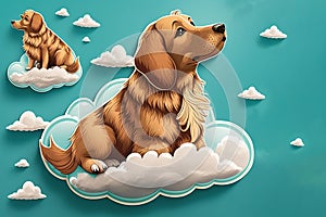 Dog on Cloud in Heaven After Departed From Human World Created with Generative AI Technology photo