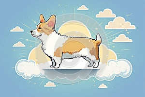 Dog on Cloud in Heaven After Departed From Human World Created with Generative AI Technology photo