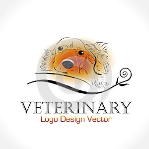 Dog cocker spaniel face veterinary logo vector