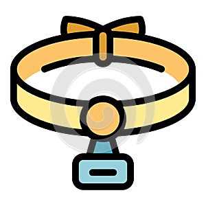 Dog collar icon color outline vector