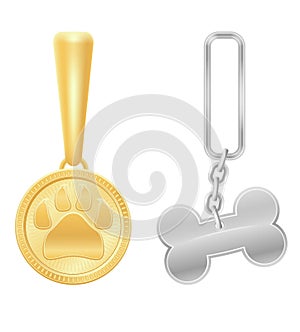 dog collar medallion not to get lost vector illustration