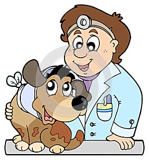 Dog with collar at veterinarian