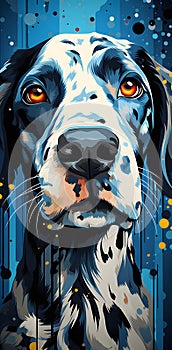 Dog colorful illustrations for wall art modern abstract art