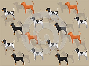 Dog Coloring Variation Coonhound Cartoon Seamless Wallpaper Background