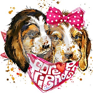 Dog companion T-shirt graphics. photo