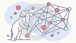 Dog Connected to Data Network Nodes, vector design Generative AI