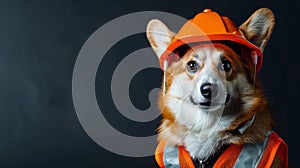 The dog in construction gear. AI generated