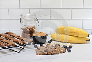 Dog cookies with blueberries, banana, peanut butter & oats