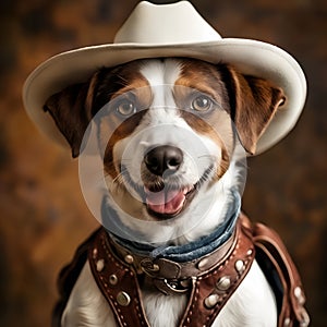 A dog in a cowboy hat and bandana, creatively edited for a whimsical, Ai-Generated Images