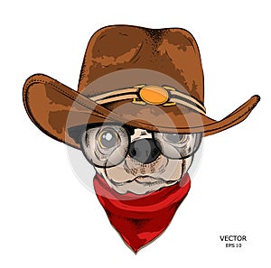 A dog in a cowboy hat. vector illustration