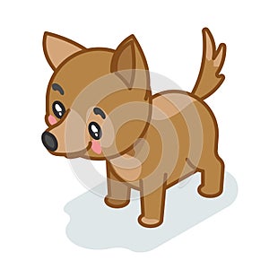 Dog cub isometric 3d cute puppy baby animal cartoon flat design icon character vector illustration