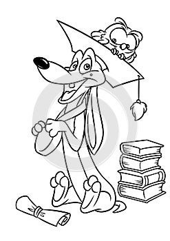 Dog dachshund Bachelor scientist coloring pages cartoon
