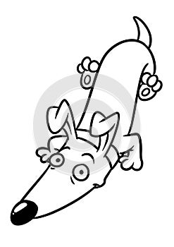 Dog dachshund parody smile lies animal character cartoon coloring page