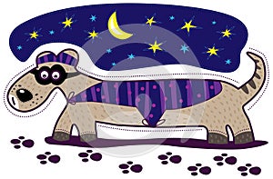 Dog detective and moon