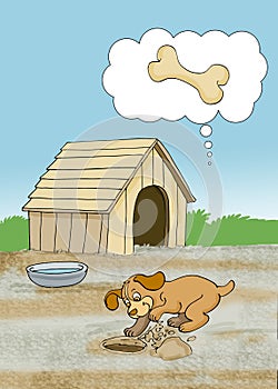 Dog digging bone