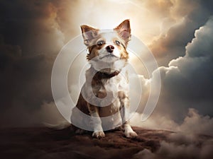 Dog in dog heaven. Pet loss concept