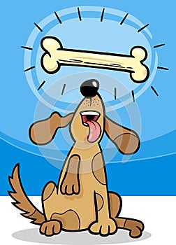 Dog with dogbone cartoon illustration photo