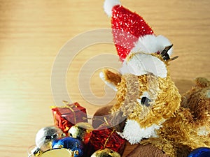 Dog doll with red hat, Christmas