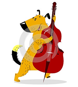 El perro dos veces. lindo el perro un musico juega de cuerda herramienta bajo 