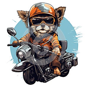 Dog driving a motorcycle in the summer Generative AI