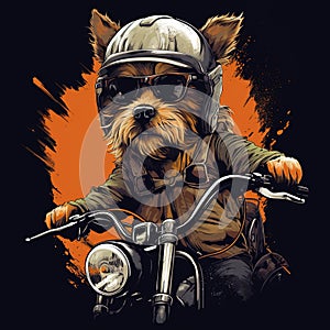 Dog driving a motorcycle in the summer Generative AI