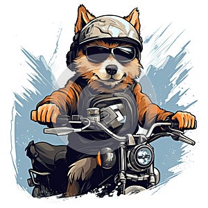 Dog driving a motorcycle in the summer Generative AI