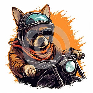 Dog driving a motorcycle in the summer Generative AI