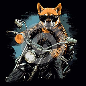 Dog driving a motorcycle in the summer Generative AI