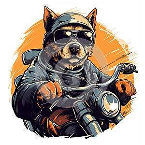 Dog driving a motorcycle in the summer Generative AI