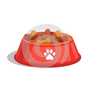 Dog dry food bowl. Bone shaped crisps