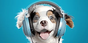 Dog earing music, AI generated photo