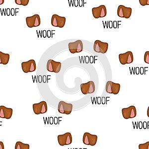 Dog ears isolated. Vector illustration. Seamless pattern. Woof.