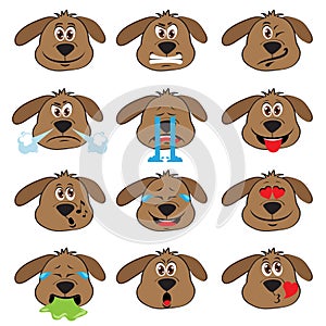 Dog Emojis Set of Emoticons Icons Isolated