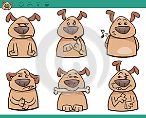 Dog emotions cartoon illustration set photo