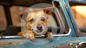 Dog Enjoying Car Ride With Head Out of Window