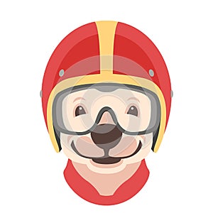 Dog face in motorcycle helmet vector illustration flat