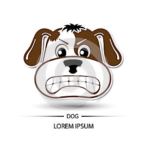 Dog face touchy logo and white background