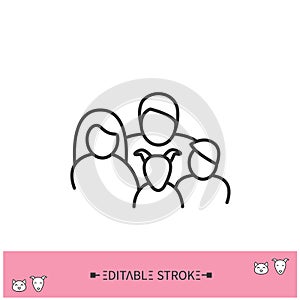 Dog in family line icon. Editable illustration