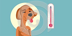 Dog Feeling Bad During Hot Summer Days Vector Illustration