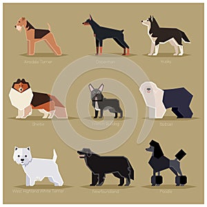 Dog flat icons set